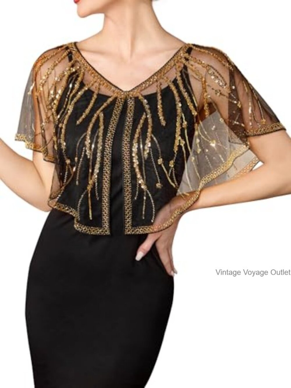 1920s Shawl Wrap Sequin Flapper Evening Shawl Gatsby Party Accessory